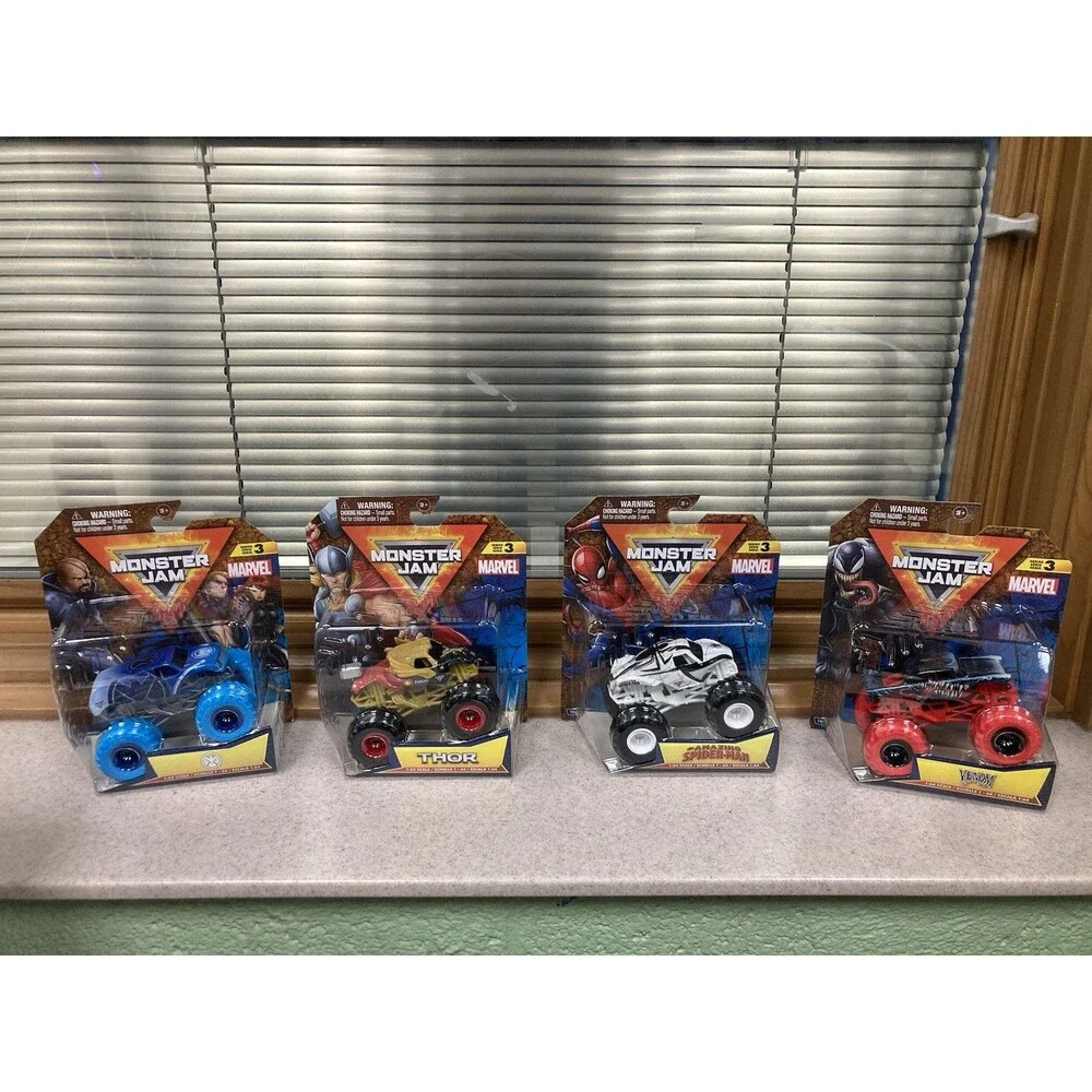 Complete Set 2025 MONSTER JAM MARVEL  SERIES 3 Venom Spider-Man Thor Nick Fury